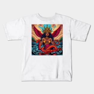 MAMA D'LEAU – FULL COLOUR – FETERS AND LIMERS – CARIBBEAN FOLKLORE EVENT DJ GEAR Kids T-Shirt